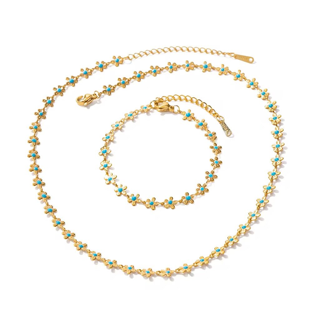 Fleur Gold Necklace & Bracelet - Calilo Australia