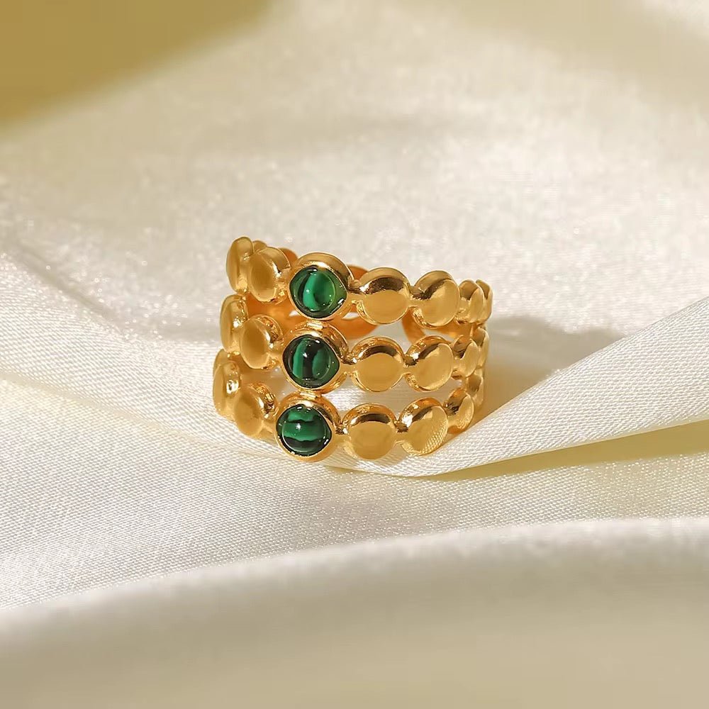 Green Malachite Three Layers Ring - Calilo Australia