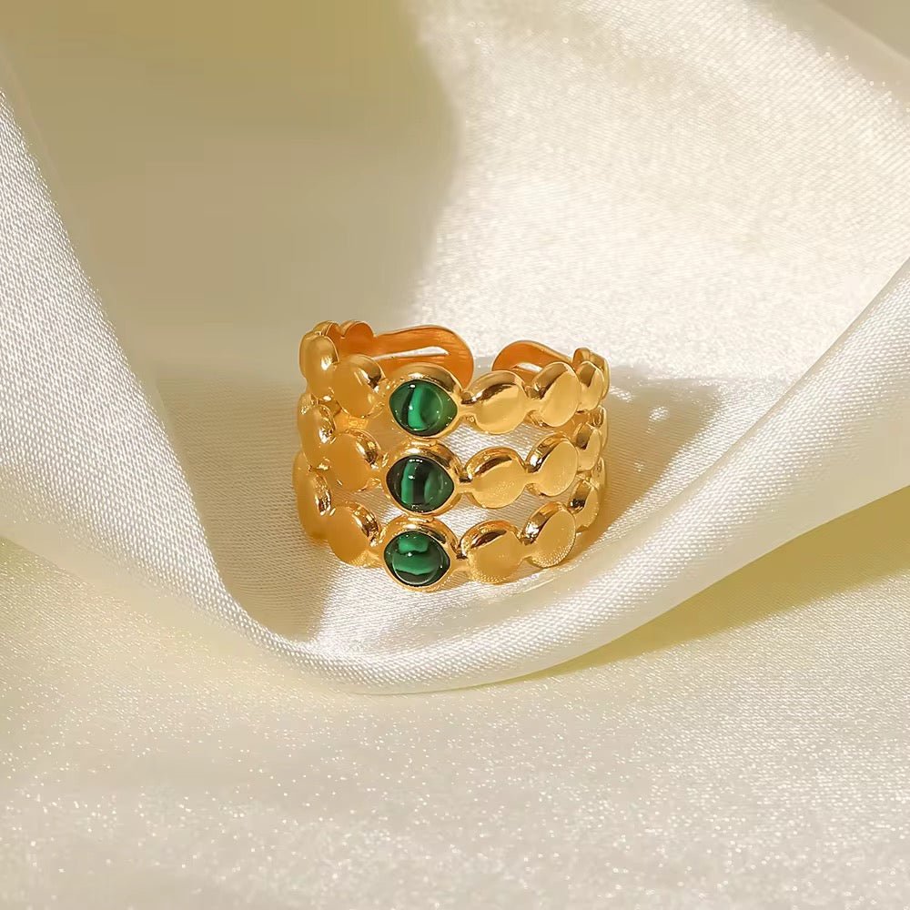 Green Malachite Three Layers Ring - Calilo Australia