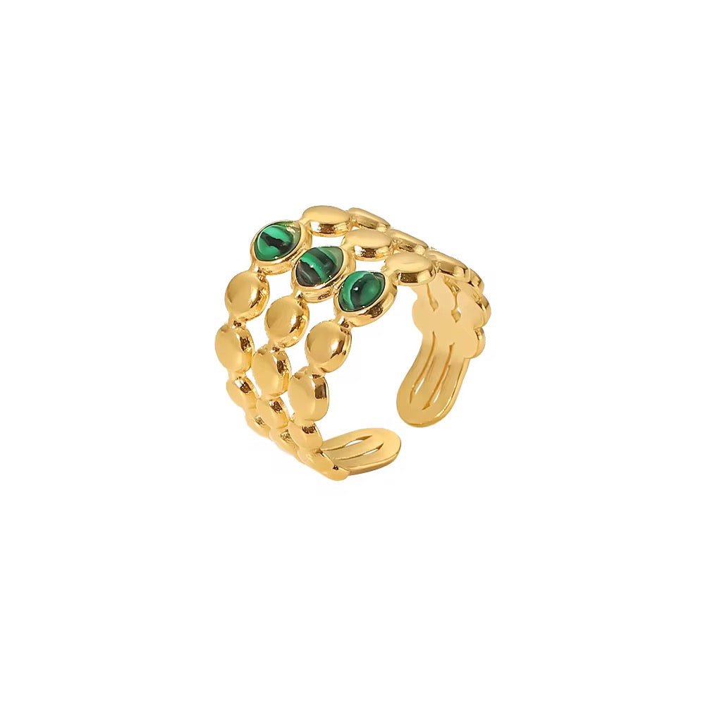 Green Malachite Three Layers Ring - Calilo Australia