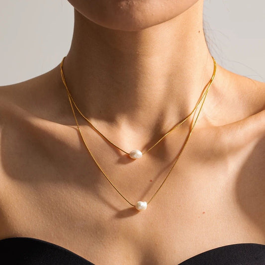 Sylvi Pearl Layer Necklace - Calilo Australia